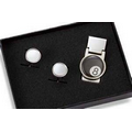 8 Ball Silver Money Clip and Rounded Cufflink Set with Gift Box